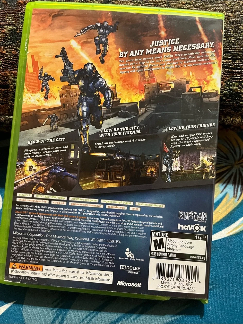 Microsoft Xbox 360 Crackdown 2 — Black & Orange Cover Art